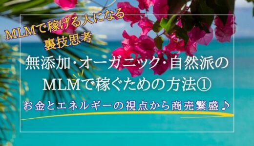 MLMで稼げる人になる裏技思考①「健康志向MLMなのに収入ゼロ？集客できない？無添加・オーガニックに潜む“稼げない波動”の正体」