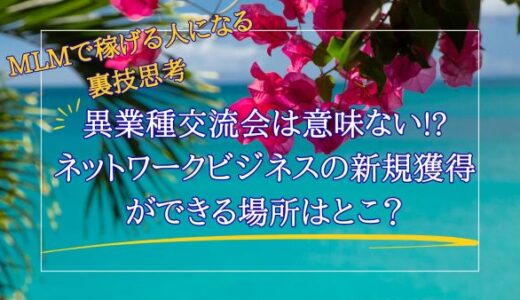 MLMで稼げる人になる裏技思考②「異業種交流会は意味ない!?ネットワークビジネスの新規獲得が出来る場所はどこ？」